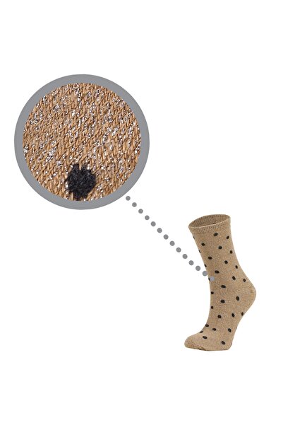 TARÇIN Puantiyeli Simli Kadın Çorap Kahve