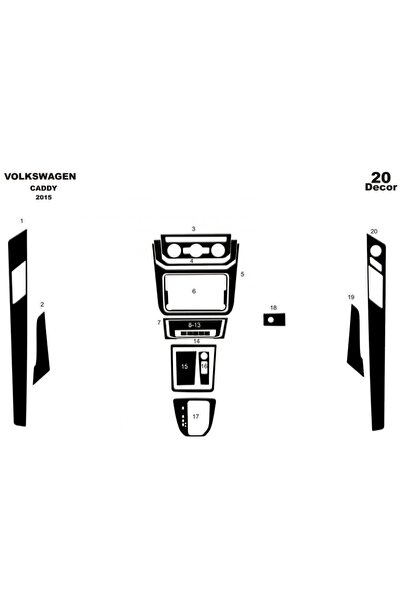 meriç cockpit design ميريتش ®   فولكس واجن كادي تنجيد أمامي أسود لامع 20 قطعة...