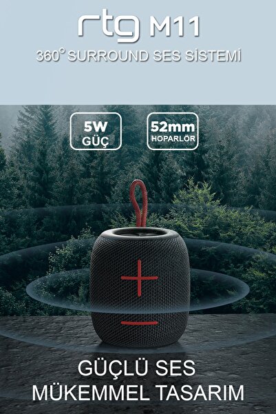 RTG M11 Bluetooth Hoparlör Aux Sd Kart Usb Taşınabilir Ses Bombası Siyah