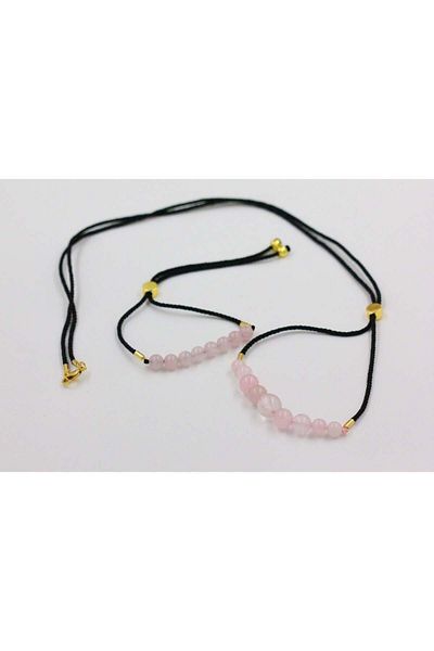 MYTAKIAĞACIMFH Pink Quartz Stone String Natural Stone Necklace and Bracelet Set (ADJUSTABLE)