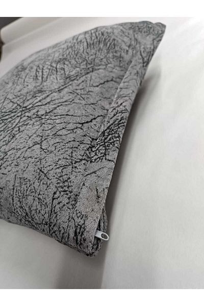 FavoriTeks Set de perne de 40 x 40 din țesătură din catifea cu aspect nubuc, decorativ cu model de vene gri