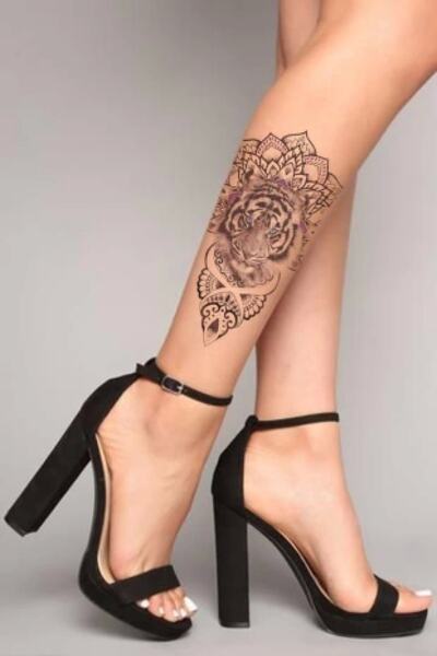 Barly Motifli Bengal Kaplanı Geçici Dövme Tattoo