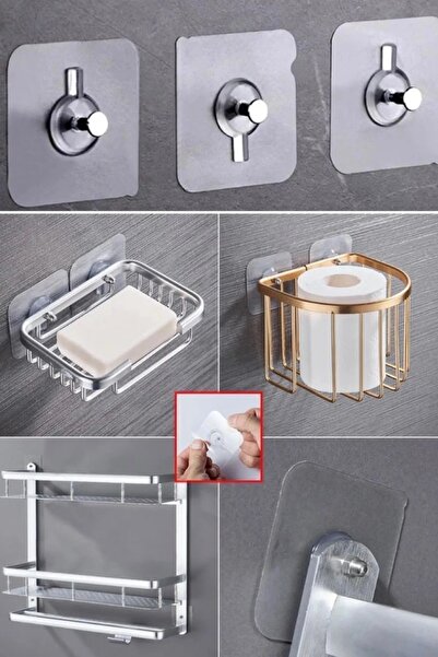 ALİNA HOME 6 Adet Kendinden Yapışkanlı Çok Amaçlı Şeffaf Askı, Düzenleyici Organizer