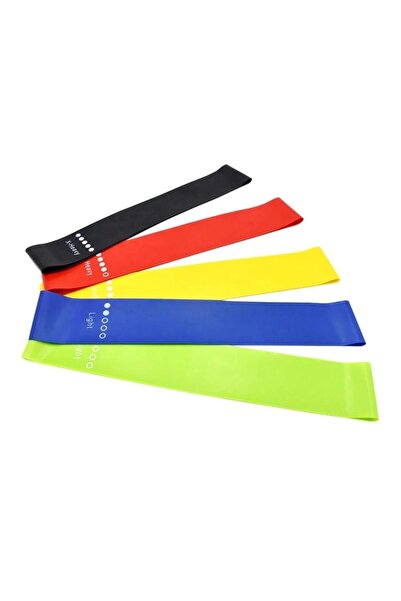 Leyaton Pilates Bandı Plates Egzersiz Direnç Lastiği 5'li Set