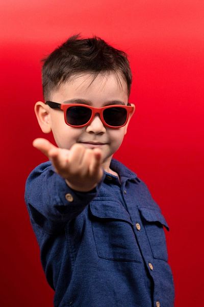 Focus On Polarized Kids Sunglasses| Matte Red Black| 2-7 Years| Light Flexible