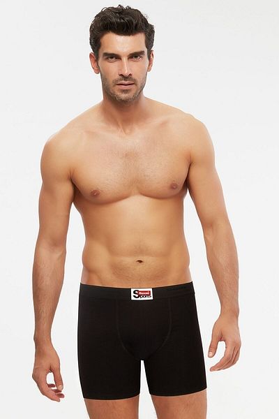 Kom Ανδρικό Μαύρο Χτενισμένο Βαμβακερό Modal Boxer 6τμχ S-2xl