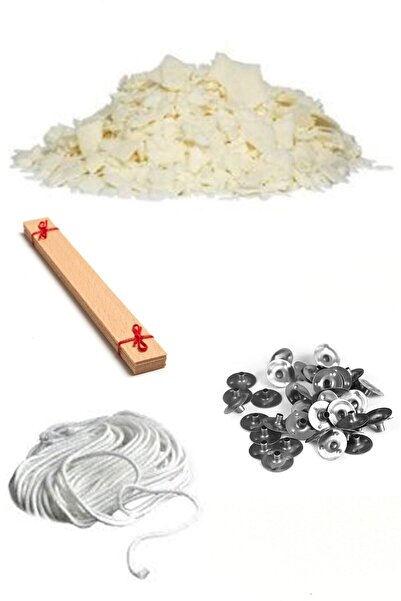 Otantik Soya Mum Yapım Seti, 1kg Soya Wax, Fitil, Mum Çıtçıtı, Ahşap Fitil