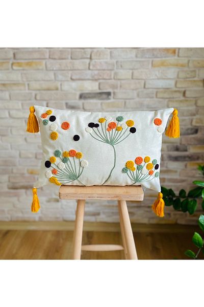 SWITA Single Punch Embroidered Flower Pattern Throw Pillow Cover