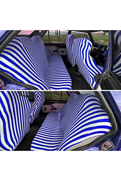 carlone Mavi Çizgili Servis Kılıfı - Zebra Desen Servis Kılıfı
