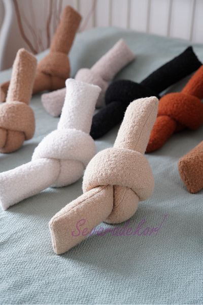 sevaradekor Teddy Buklet Love Knot Μαξιλάρι Sand Color Knot Μαξιλάρι