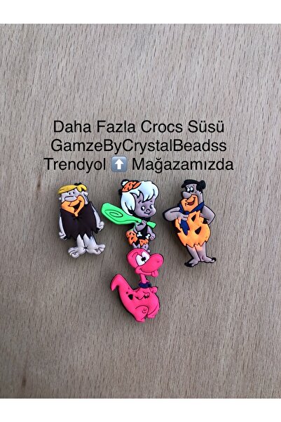 Crocs Jibbitz Terlik Süsü Flintstones Taş Devri Barnie Fred Bambam Dino 4 ‘lü Set