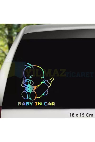 yılmazetic Biberonlu Arabada Bebek Var Baby On Board Hologram Oto Sticker Yap...
