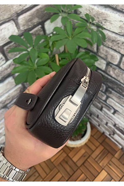 GUARD Kahverengi Hakiki Deri Şifreli El Çantası