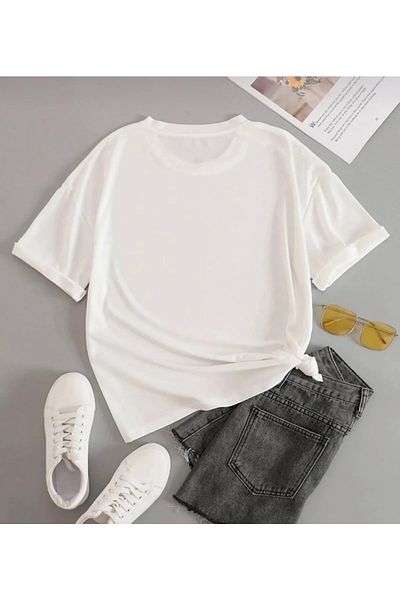 Josette Μπλουζάκι Unisex White Brooklyn Printed Crew Neck Oversize
