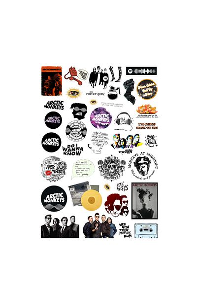 Ororabutik Σετ αυτοκόλλητων Arctic Monkeys 38Pcs Rock - Σετ αυτοκόλλητων Scrapbook Bullet Journal