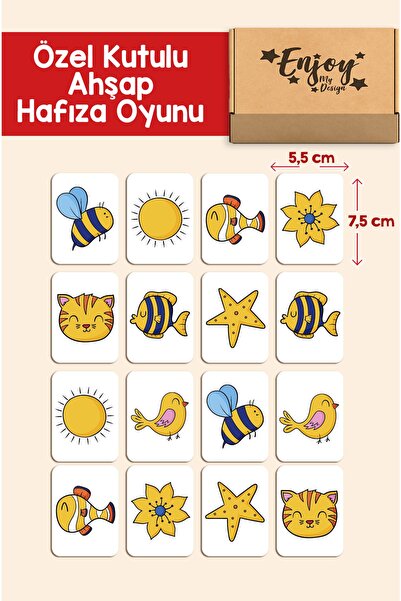 Enjoymydesign Ahşap Zeka Kartları Eşleştirme Oyunu Hafıza Kartı Kreş Ahşap Eğ...