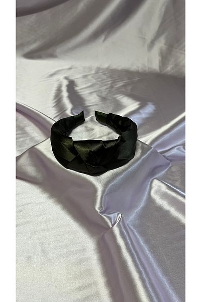 MegssStore Каки сатенена диадема/лента за глава с възли