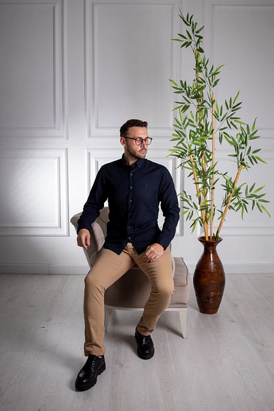 Sarar Λινό πουκάμισο Eleta Slim Fit Dark Navy Blue