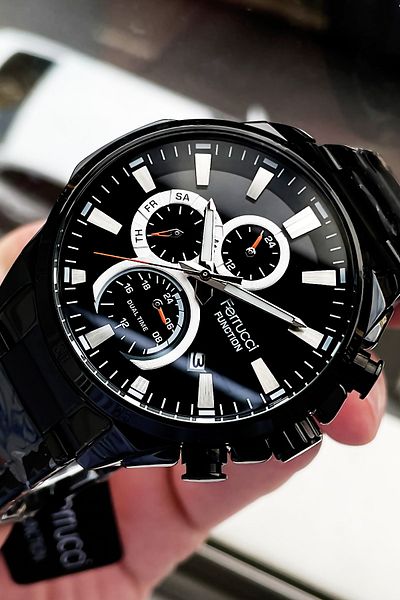 Ferrucci Function Men's Wristwatch 3 ATM Waterproof Black Color Steel Strap + Bracelet FRE2025C3