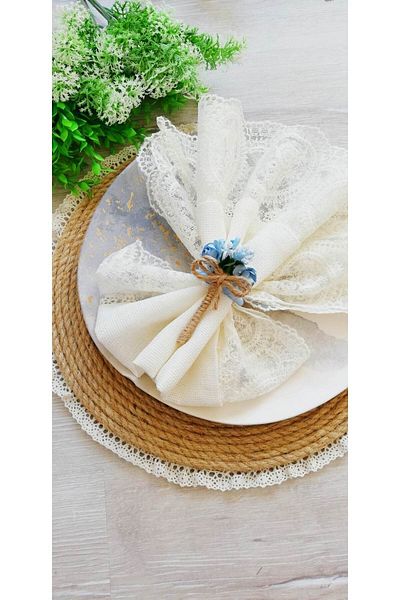 CWolf Blue Flower Bunch 6-Piece Napkin Ring