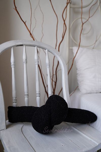 sevaradekor Teddy Buklet Love Knot Pillow Black Dugum Pillow