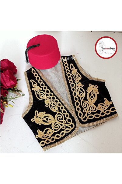 Gelincimherşey Регионален традиционен мъжки костюм с бродерирана черна жилетк...