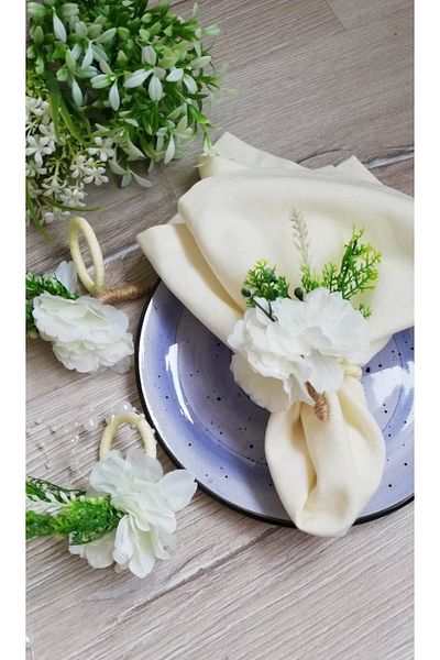 CWolf White Spring Branch Flower 6-Piece Veil Ring Ring
