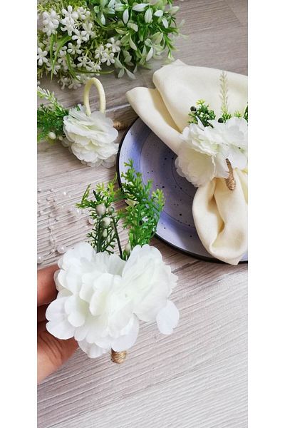 CWolf White Spring Branch Flower 6-Piece Veil Ring Ring