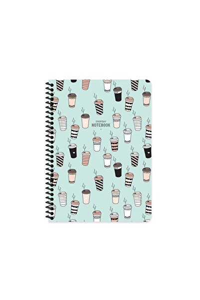 KESKİN COLOR CHECKED 16x22 CM 80 SHEETS CARTON COVER WIRE NOTEBOOK 60 GRAM WHITE PAGE COFFEE