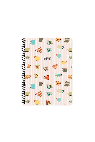 KESKİN COLOR STRIPED 16x22 CM 80 SHEETS CARTON COVER WIRE NOTEBOOK 60 GRAM WHITE PAGE COFFEE