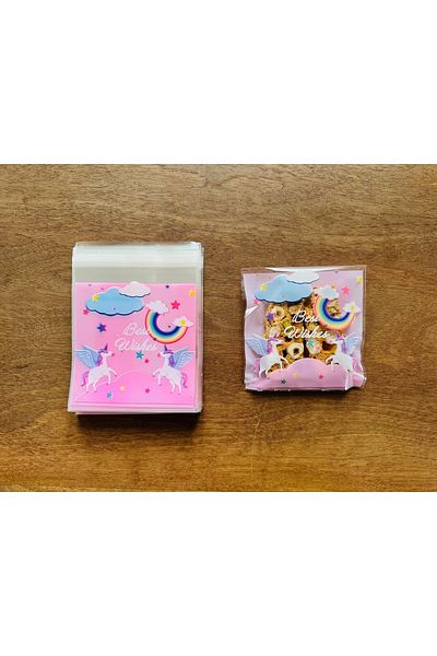 OzanTuhafiye 10X10 cm Transparent Patterned Taped Bag - 95 Pieces Opp