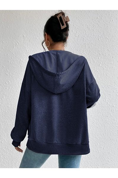 mw memowear Унисекс индигова 2ip плетена жилетка с голяма качулка