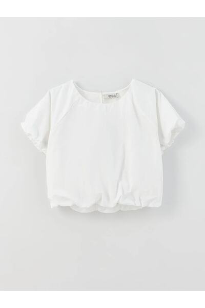 LC Waikiki LCW Kids Crew λαιμόκοψη Basic κοντομάνικη κοριτσίστικη μπλούζα Crop
