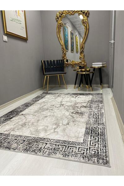 HTC HALI Dijital Baskılı Yıkanabilir Kaymaz Tabanlı Dekoratif Salon Mutfak Ve...