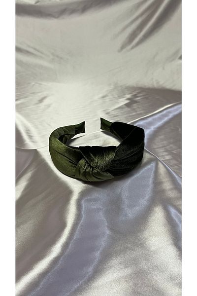 MegssStore Корона/лента за глава от кадифе в цвят каки с възли