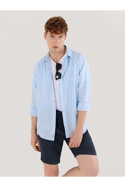 Colin's Men's Blue Regular Fit Long Sleeve Shirt