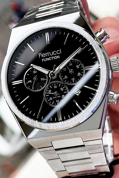 Ferrucci Men's Wristwatch 3 Atm Waterproof Silver Color Steel Strap