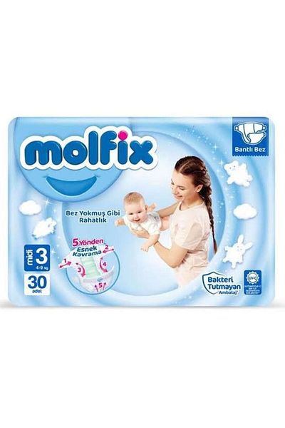 Molfix Midi 3 Size 30 Pack Baby Diapers 4-9kg