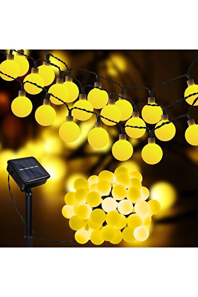 Technojet 50 Led 7m Solar Led Sarı Işık Güneş Enerjili Bahçe Teras Balkon Ağaç Lambası Aydınlatma