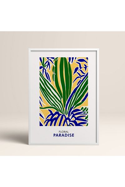 HOMEPACK Tablou cu rame din lemn alb Poster cu rame Decor artistic modern de perete (FLOWER237-WHITE-30X40)