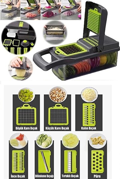 Fatmazel 12 1 Parça Dilimleyici Doğrayıcı Rende Sebze Meyve Dilimleyici Küp R...