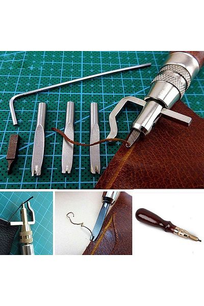 ipekbazaar 5in1 Adjustable Leather Edge, Sewing Channel Knife, Leather Hobby Hand Tool