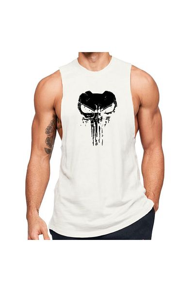 Black İstanbul Punisher Mask Zero Sleeve Fitness Athlete