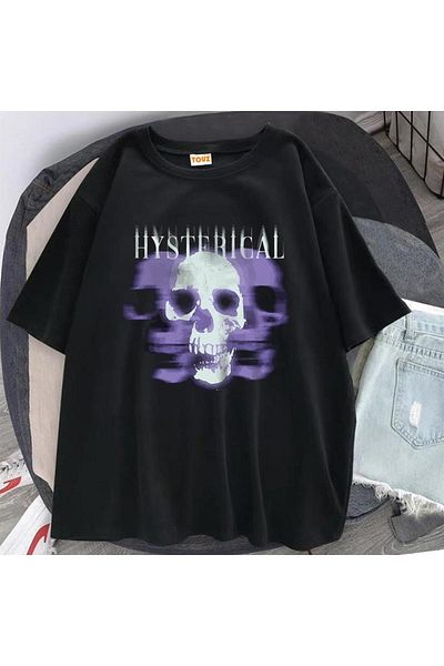 Touz Hysterical printed μαύρο μπλουζάκι Unisex Oversize