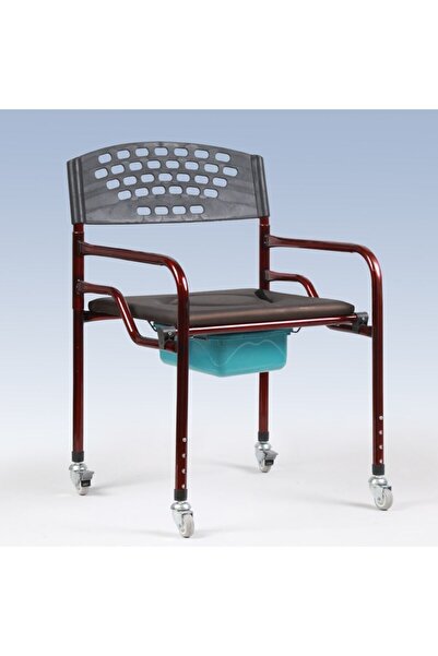 PELİTMED Siyah Deri Döşemeli Tekerlekli Klozet