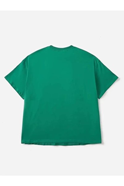 Keywest Зелена квадратна квітка на принті, велосипедний комір, оверсайз футболка