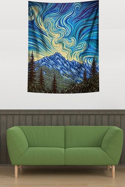 on the clouds Van Gogh Nopți înstelate Peisaj de munte Pânză rezistentă la pete Tapiserie Tapiserie Tapiserie