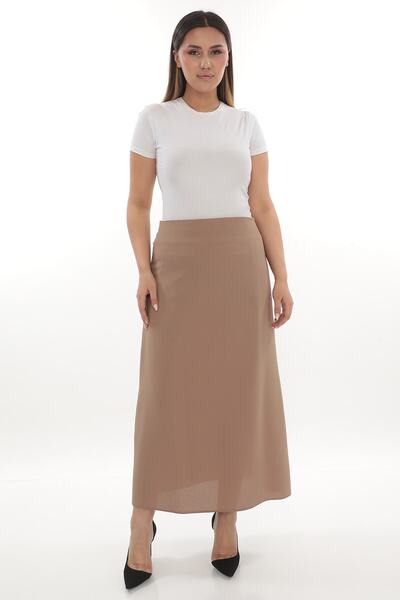 SORALLİNE Women's Bell Skirt 778 Etamine Pattern Summer Chickpea Color