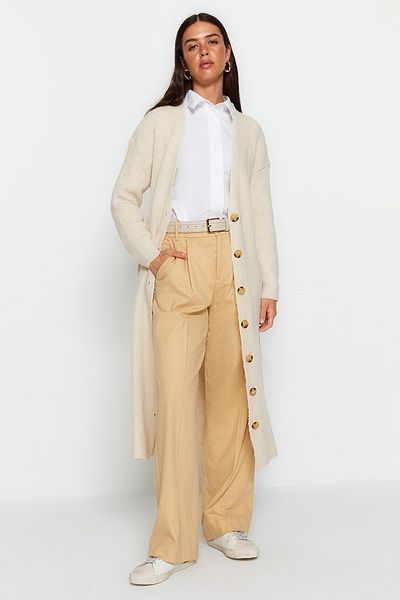 Trendyol Modest Stone Button Detailed Long Thessaloniki Knit Cardigan TCTAW24TH00042