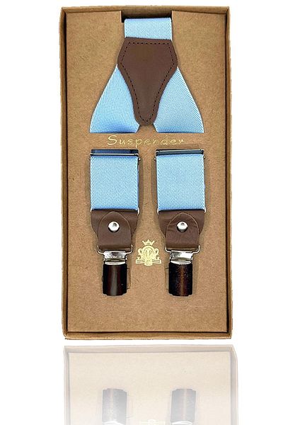 Kravatkolik Light Blue Leather Linked Men's Trouser Suspender